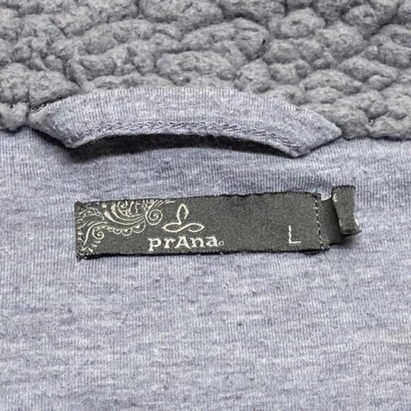 Prana Full Zip Sherpa Jacket Women's Large Gray Color Block Cozy Warm Athleisure - Picture 9 of 11